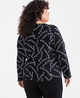 Style & Co Plus Printed Long-Sleeve Top, Created for Macy's