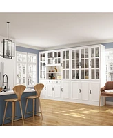 Famapy White Storage Cabinet, Bookcase with 25-Shelves and 2-Drawers