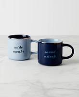 Kate Spade Wide Awake Sound Asleep Mugs, Set of 2