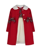 Blueberi Boulevard Baby Girls Holiday Plaid Eyelash Dress Coat, 2-Piece Set