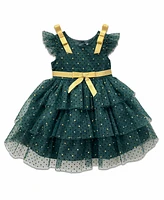 Blueberi Boulevard Baby Girls Lace Layers Holiday Green Dress