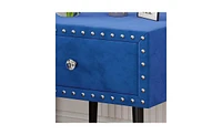 Slickblue Modern Nightstands Set of 2 with Drawer and Crystal Handle, Elegant Rivet Velvet Design Bedside Table for Bedroom, Blue