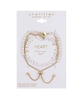 Unwritten Cultivated Pearl and Paperclip Heart Bolo Bracelet