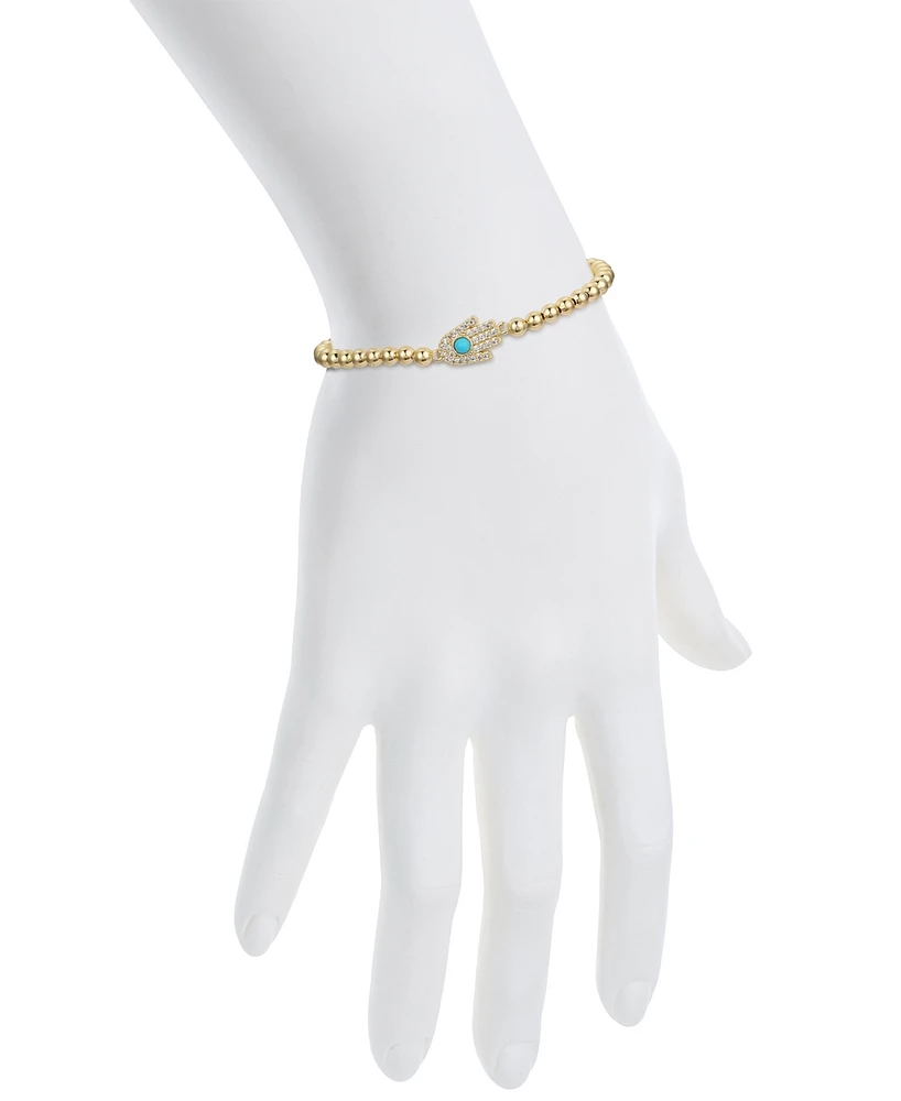 Unwritten Cubic Zirconia and Turquoise Hamsa Beaded Stretch Bracelet