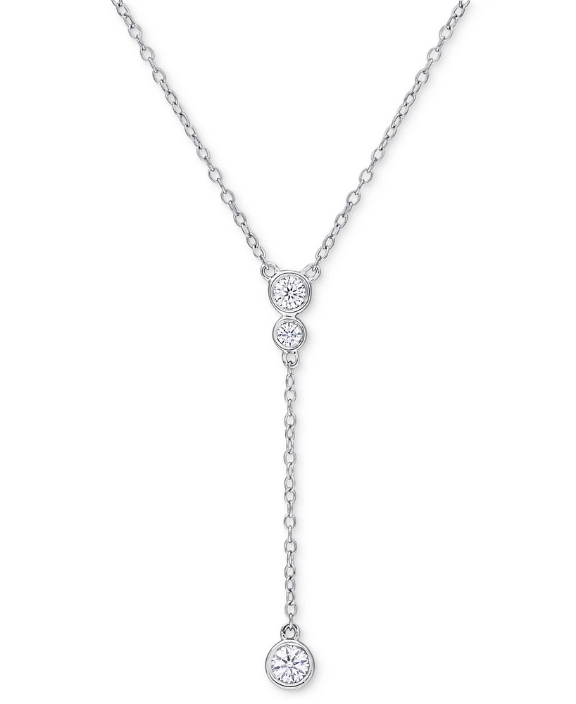 Moissanite Bezel 17" Lariat Necklace (1/3 ct. t.w.) in Sterling Silver