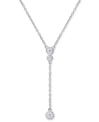 Moissanite Bezel 17" Lariat Necklace (1/3 ct. t.w.) in Sterling Silver