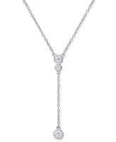 Moissanite Bezel 17" Lariat Necklace (1/3 ct. t.w.) in Sterling Silver