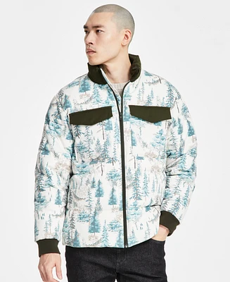 Sun + Stone Men's Wilderness Patterned Puffer Jacket, Exclusively at Macy's