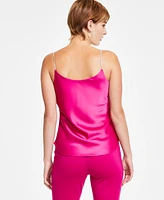 Bar Iii Women's Satin Rhinestone-Strap Draped Camisole, Exclusively at Macy's