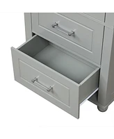 Slickblue Tall Grey Bathroom Storage Cabinet – Freestanding Mdf with Painted Finish, Two Drawers