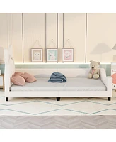 Slickblue Twin Size Upholstered Daybed with Carton Ears Shaped Headboard