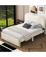 Slickblue Full Size Upholstered Platform Bed with Wood Support Feet – Stylish and Sturdy