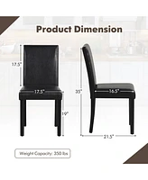Gymax Dining Chair Set of 4 w/ Acacia Wood Frame & Rubber Legs Padded Backrest Brown