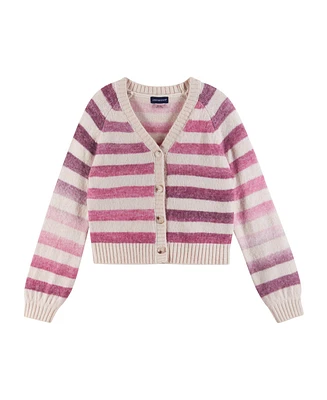 Andy & Evan Big Girls Pink Ombre Striped Cardigan Sweater