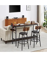 Slickblue Bar Table Set with Built-In Wine Bottle Storage Rack for Stylish Home Entertaining