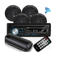 Pyle Marine Bluetooth Stereo Receiver & Waterproof Speaker Kit with Cd Player, Usb/Sd Readers, Am/Fm Radio, and 4 Waterproof 6.5” Speakers