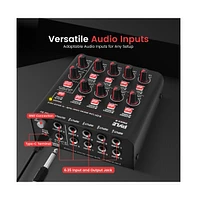 Pyle Compact Bluetooth 8-Channel Line Mixer with Usb Audio Interface