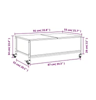 vidaXL Coffee Table with Wheels Smoked Oak 35.8"x21.7"x13.4" Engineered Wood