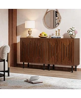 Tribesigns Set of 2 Sideboard Buffet Cabinet with Storage, 59" Buffet Cabinet Sideboard Cabinet with Doors & Adjustable Shelves, Freestanding Accent S