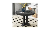 Slickblue Farmhouse Extendable Round Dining Table for Kitchen and Dining Room Spaces