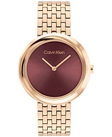 Calvin Klein Women Twisted Bezel Rose Gold-Tone Stainless Steel Bracelet Watch 34mm