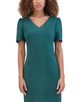 kensie Women's Short-Sleeve V-Neck Sheath Dress