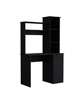 Muncy Computer Desk with Ample Work Surface, Hutch Storage and Single Door Cabinet 3-Tier Shelves