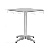 vidaXL Patio Table Silver 23.6"x23.6"x27.6" Aluminum