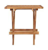 vidaXL Folding Patio Table 19.7"x19.7"x19.7" Solid Teak Wood