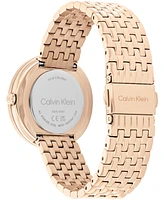 Calvin Klein Women Twisted Bezel Rose Gold-Tone Stainless Steel Bracelet Watch 34mm