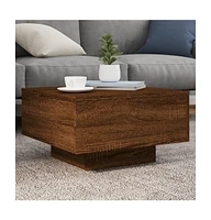 vidaXL Coffee Table with Led Lights Brown Oak 21.7"x21.7"x12.2"