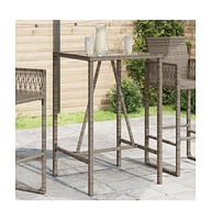 vidaXL Patio Bar Table Gray 27.6"x27.6"x43.3" Poly Rattan