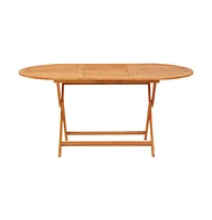 vidaXL Folding Patio Table 63"x33.5"x29.5" Solid Eucalyptus Wood