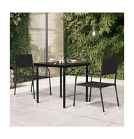 vidaXL Patio Dining Table Black 31.5"x31.5"x29.1" Steel and Glass