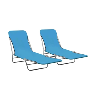 vidaXL Folding Sun Loungers 2 pcs Steel and Fabric