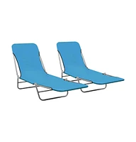 vidaXL Folding Sun Loungers 2 pcs Steel and Fabric Blue