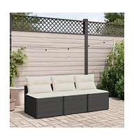 vidaXL Patio Sofas Armless with Cushions 2 pcs Poly Rattan