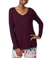 Hue Women's Long-Sleeve V-Neck High-Low Pajama Top