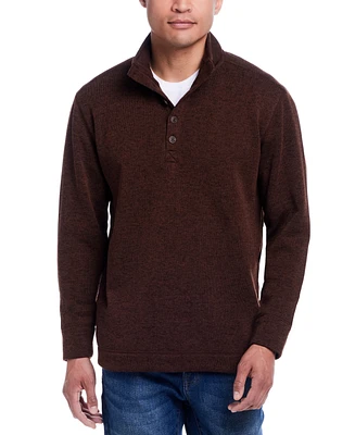 Weatherproof Vintage Men's Quarter Button Pullover Ribbed Fleece Sweater