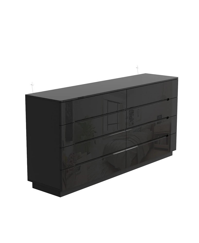 Homsee Black 8-Drawer Wood Double Dresser Chest of Drawers