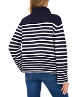CeCe Women's Turtle Neck Stripe Sweater