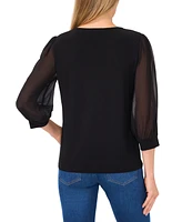 CeCe Women's 3/4-Sheer-Sleeve Top