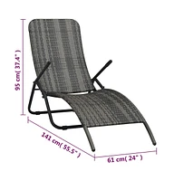 vidaXL Folding Sun Lounger Poly Rattan Gray