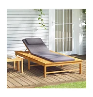 vidaXL Sun Lounger with Dark Gray Cushion and Pillow Solid Wood Acacia