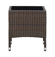 vidaXL Patio Table 15.7"x15.7"x17.7" Poly Rattan