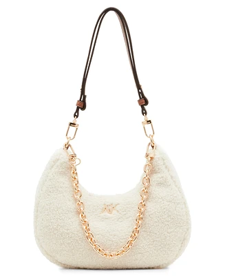 Anne Klein Small All Over Sherpa Crescent Shoulder Bag