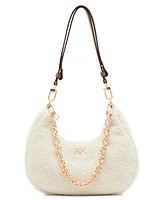 Anne Klein Small All Over Sherpa Crescent Shoulder Bag