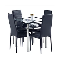 Slickblue Set of 4 Modern High Back Dining Chairs with Elegant Striped Texture Easy Assembly