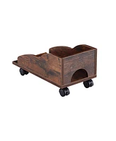 Slickblue D&N Solid Wood Computer Desk – Office Table with Pc Drawer, Storage Shelves, File Cabinet, Two Drawers, C-Tray, and Plant Shelf
