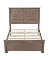 Slickblue Farmhouse Wooden Platform Full Bed with Panel Design Headboard and Footboard for Teenagers